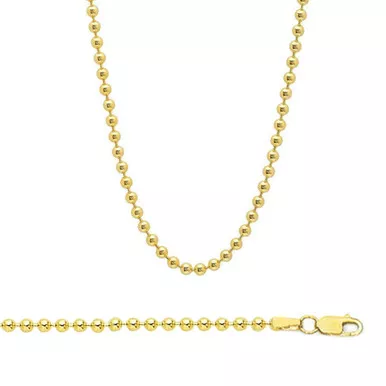 14k Gold Bead Link Bracelet, 3mm Wide 9"