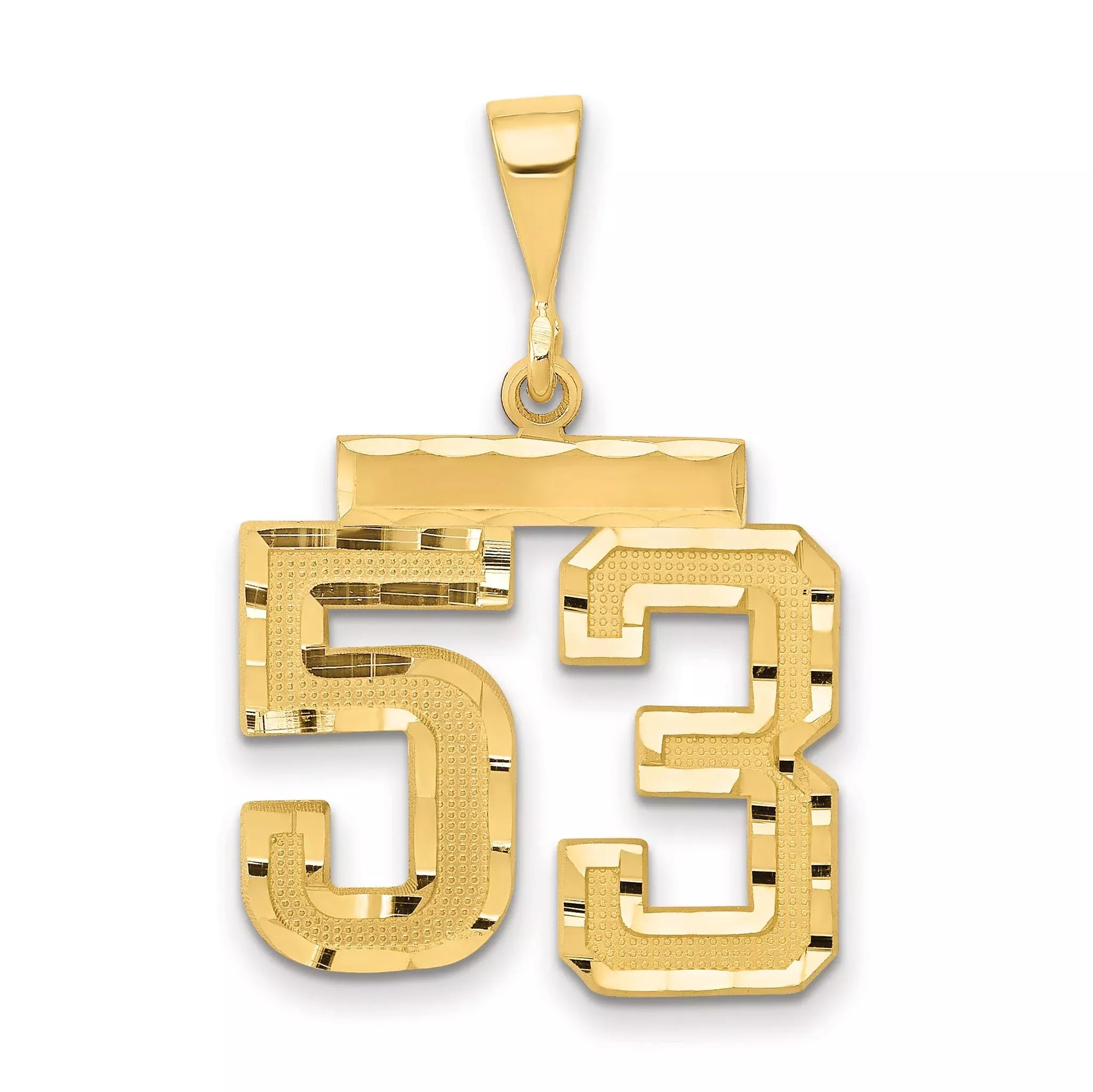 14K Gold Diamond-Cut Number 53 Charm with Polished FinishMedium
