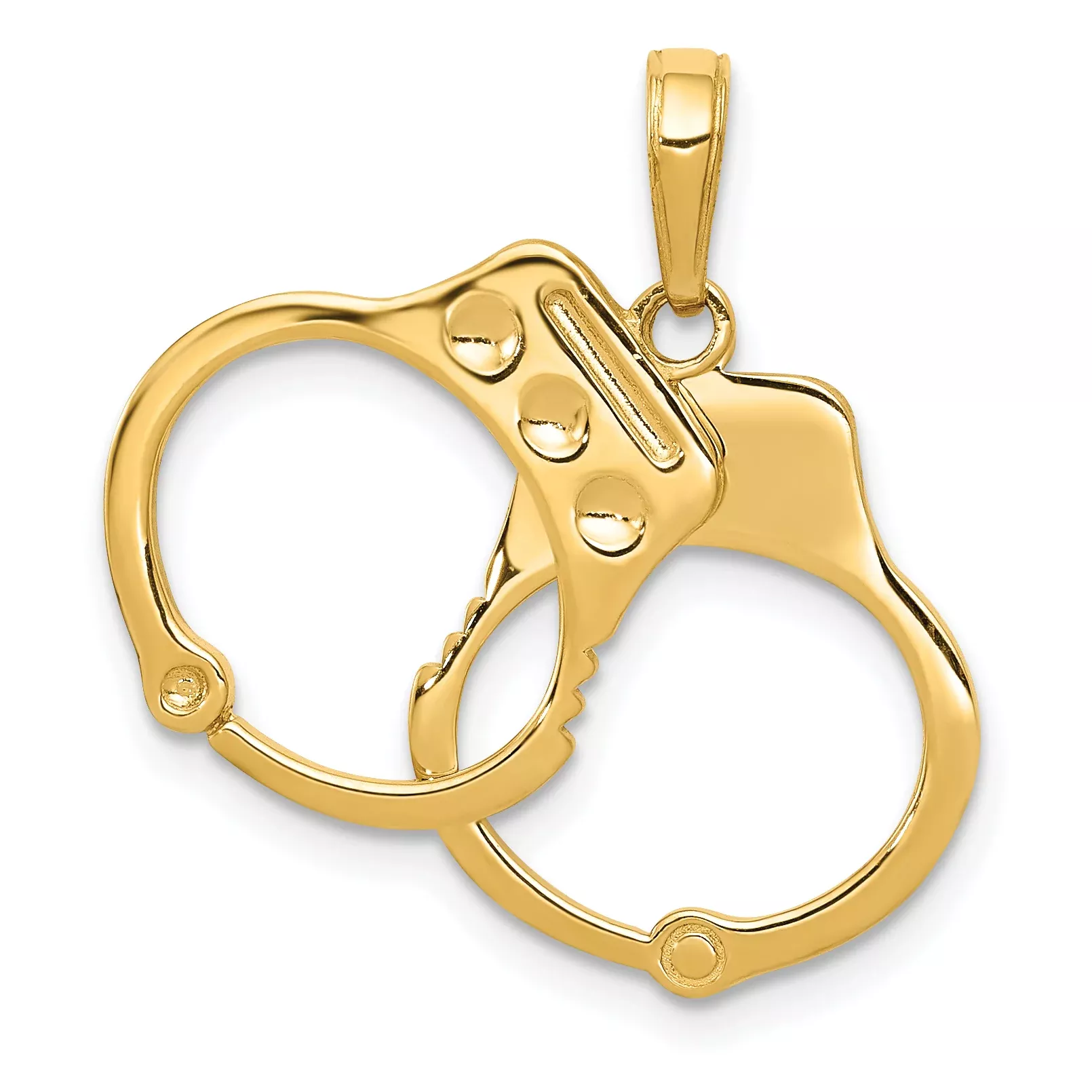 14K Gold Polished Handcuffs Charm with Moveable Design