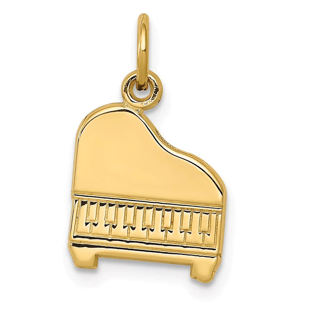 14K Gold Polished Piano Charm in Elegant Textured Design