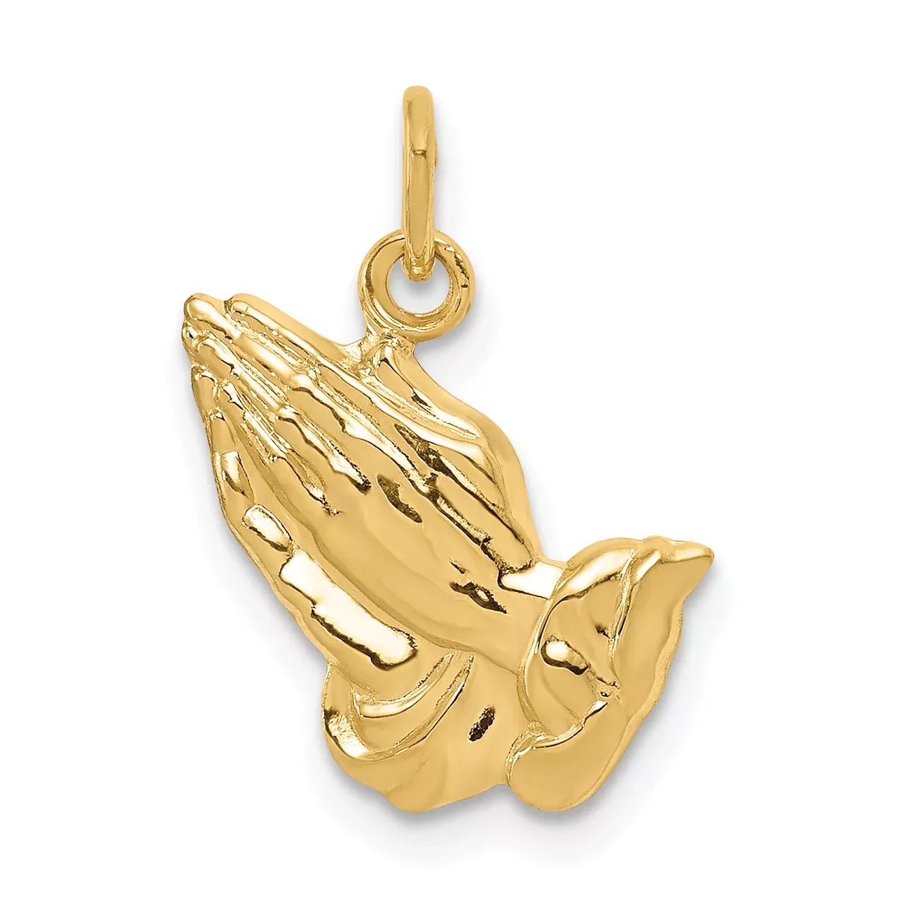 14K Gold Praying Hands Charm Solid Die Struck Elegant Design