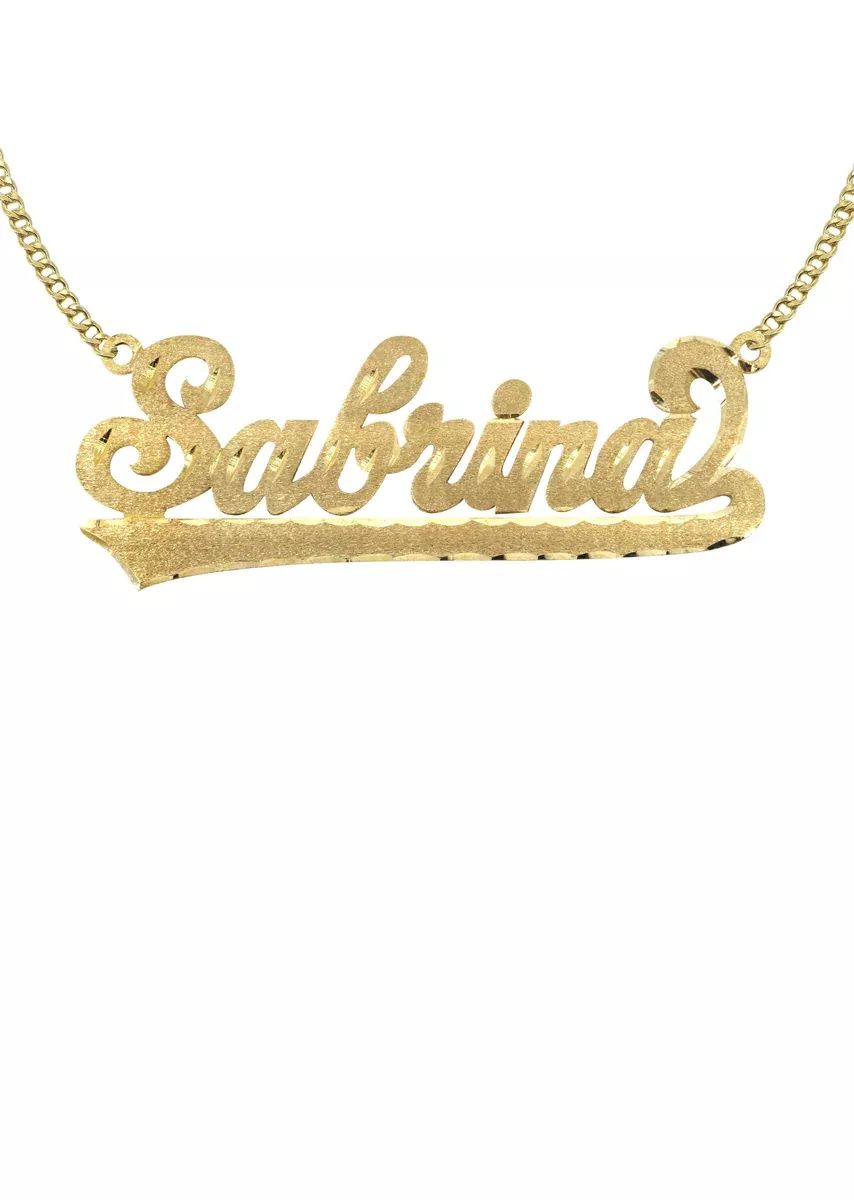 14K GoldDiamond Cut Name Plate Necklace | Style #53