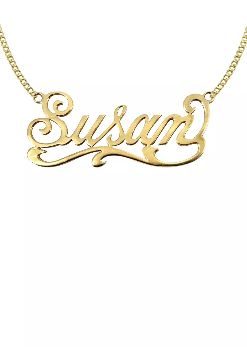 14K GoldPlain Gold Name Plate Necklace | Style #82