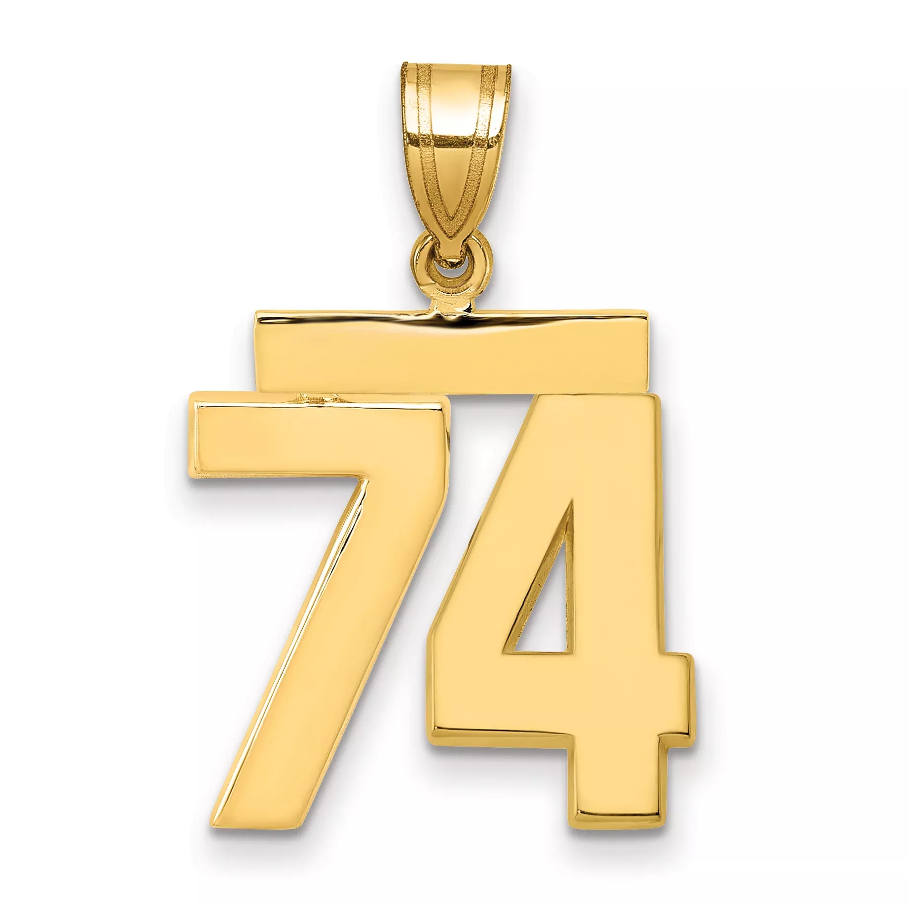 14k Medium Polished Number 74 Charm