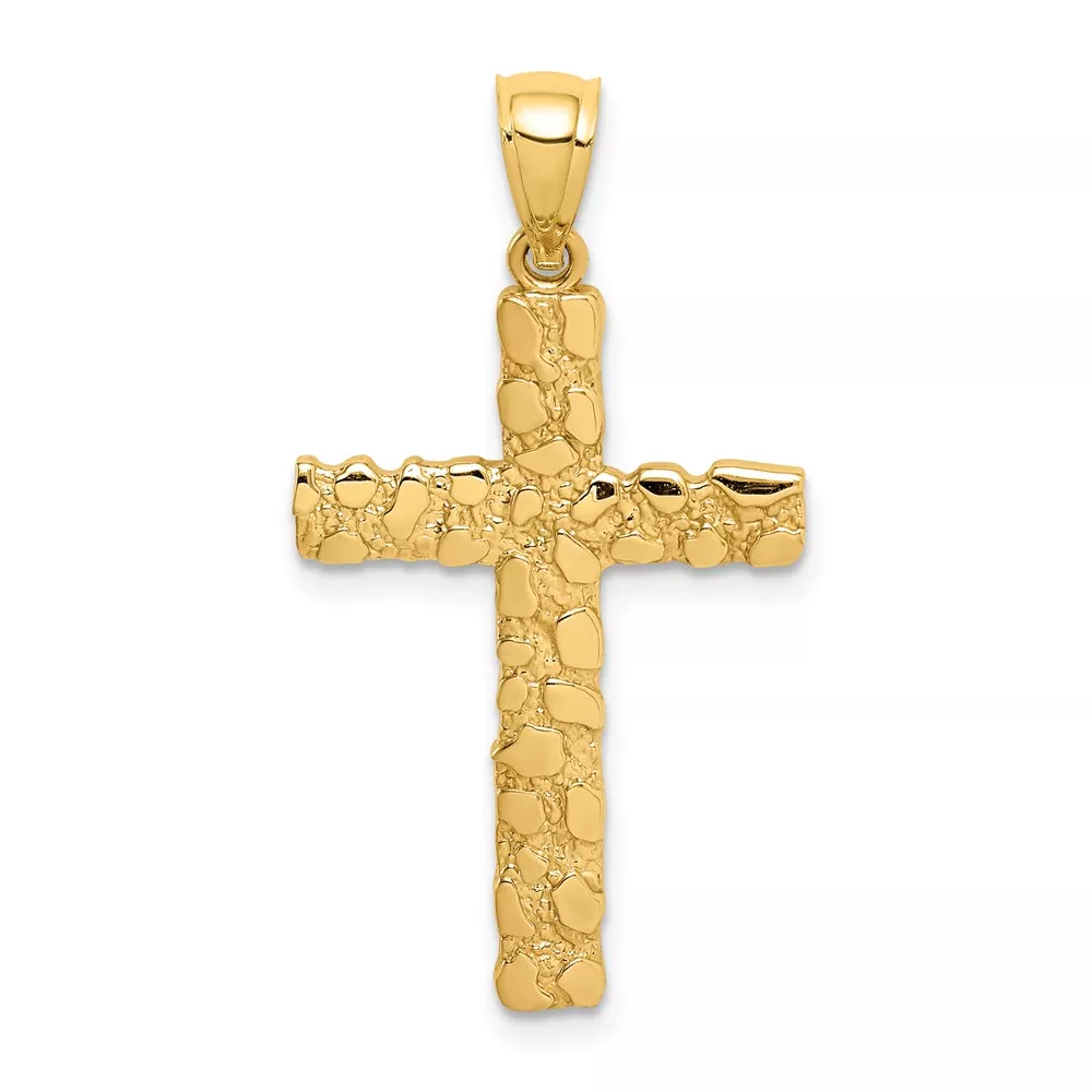 14K Nugget Style Cross Pendant