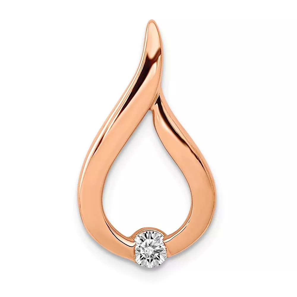 14k Rose Gold 1/10ct. Real Diamond Teardrop Chain Slide