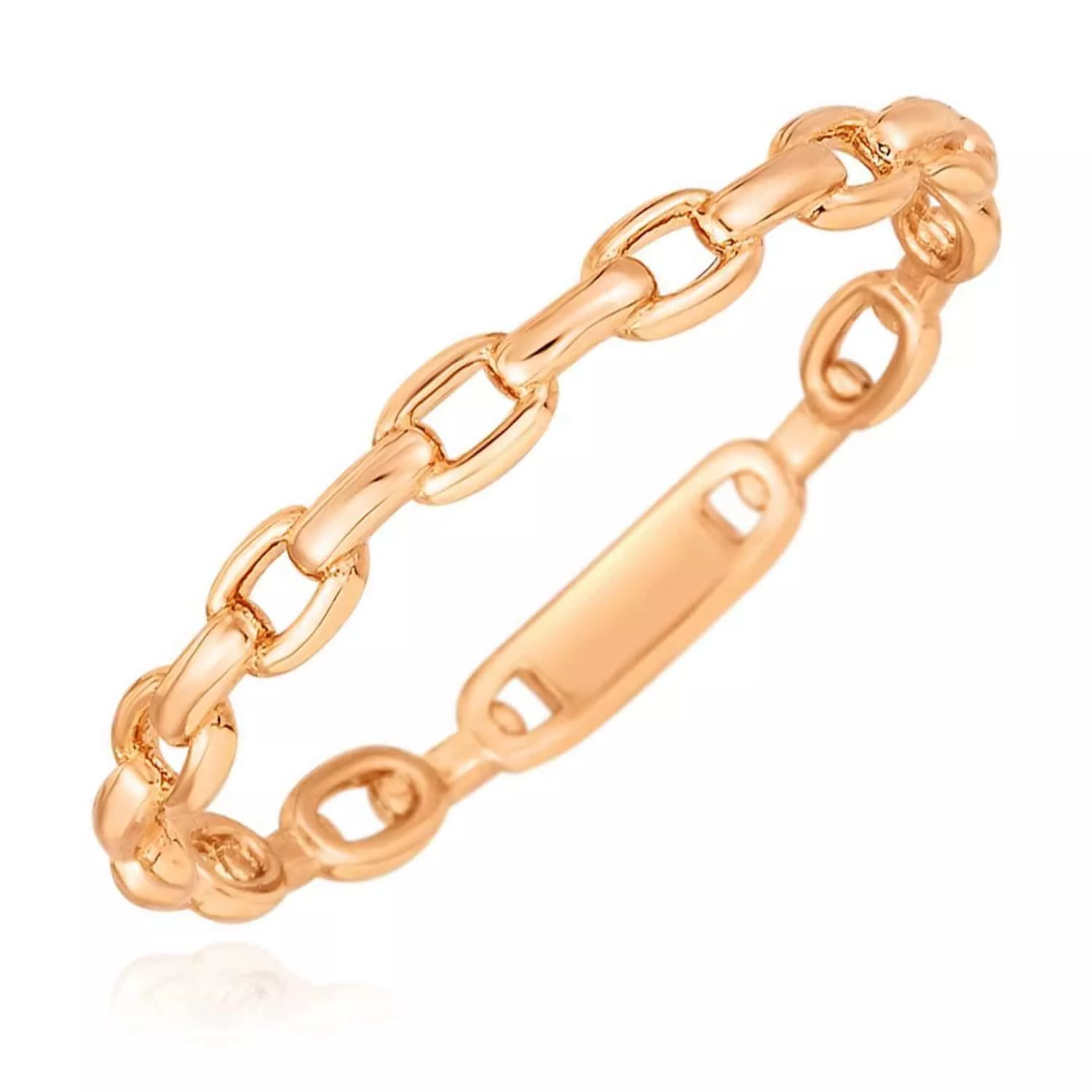 14K Rose Gold 2.5mm Oval Puffed Links Stackable Ring