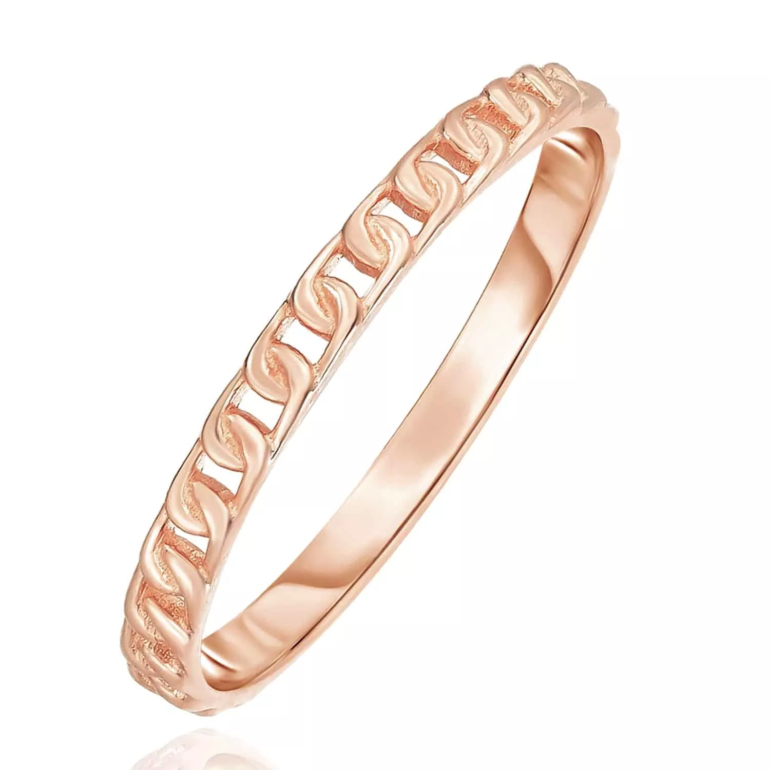 14K Rose Gold Curb Stackable Ring