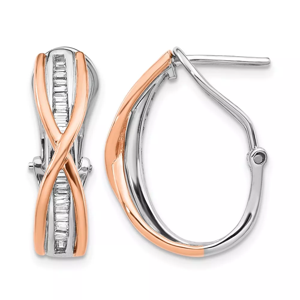 14k Rose and White Gold Diamond Fancy Earrings