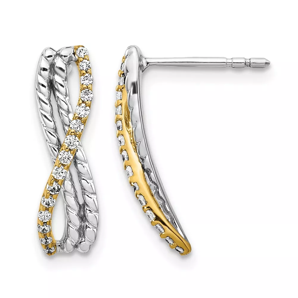 14k Two-tone 1/5 carat Diamond Fancy Post Earrings