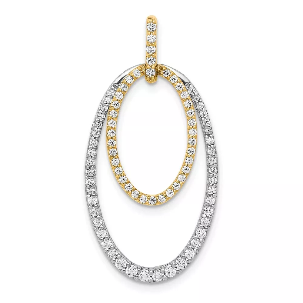 14k Two-Tone Gold 1/2ct. Real Diamond Double Oval Pendant