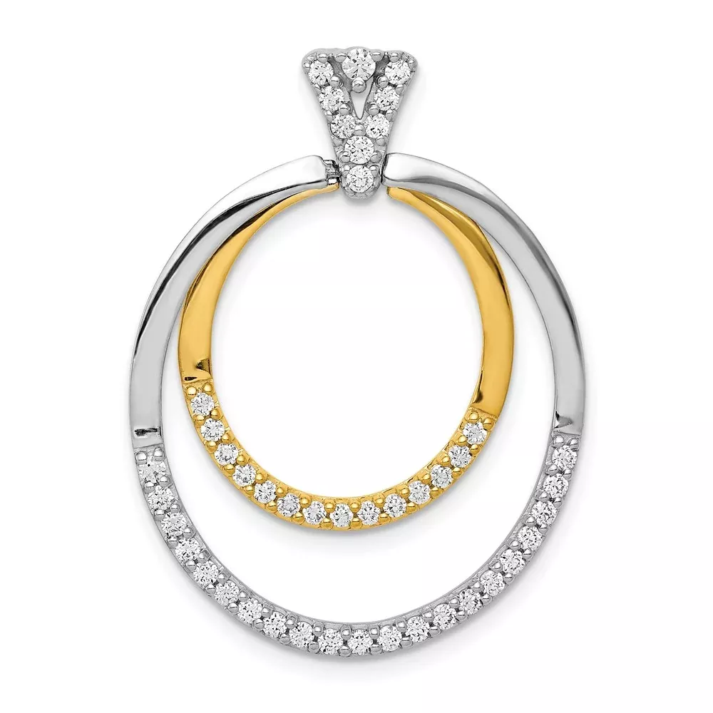 14k Two-Tone Gold 1/2ct. Real Diamond Fancy Double Circle Pendant
