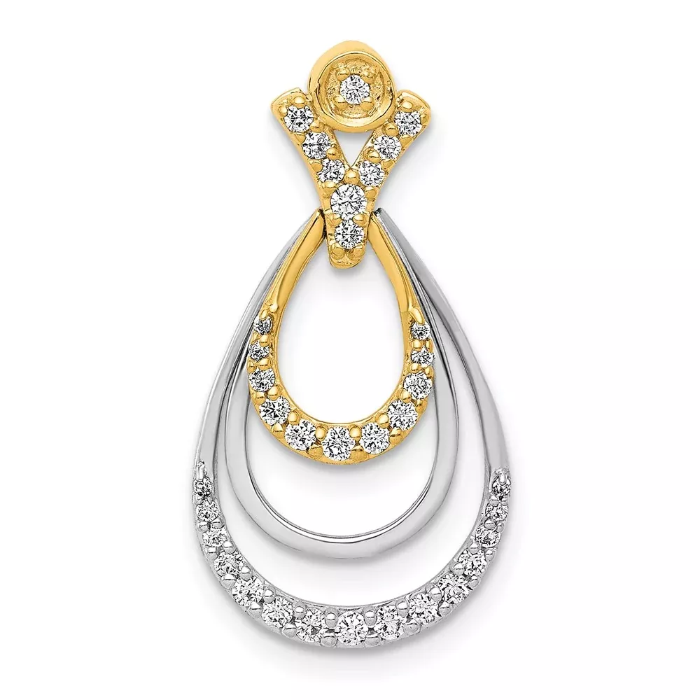 14k Two-Tone Gold 1/4ct. Real Diamond Triple Teardrop Pendant