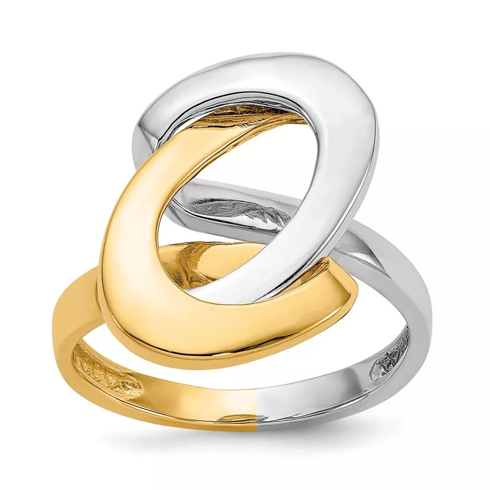 14K Two-Tone Gold Fashion Swirl O Ring