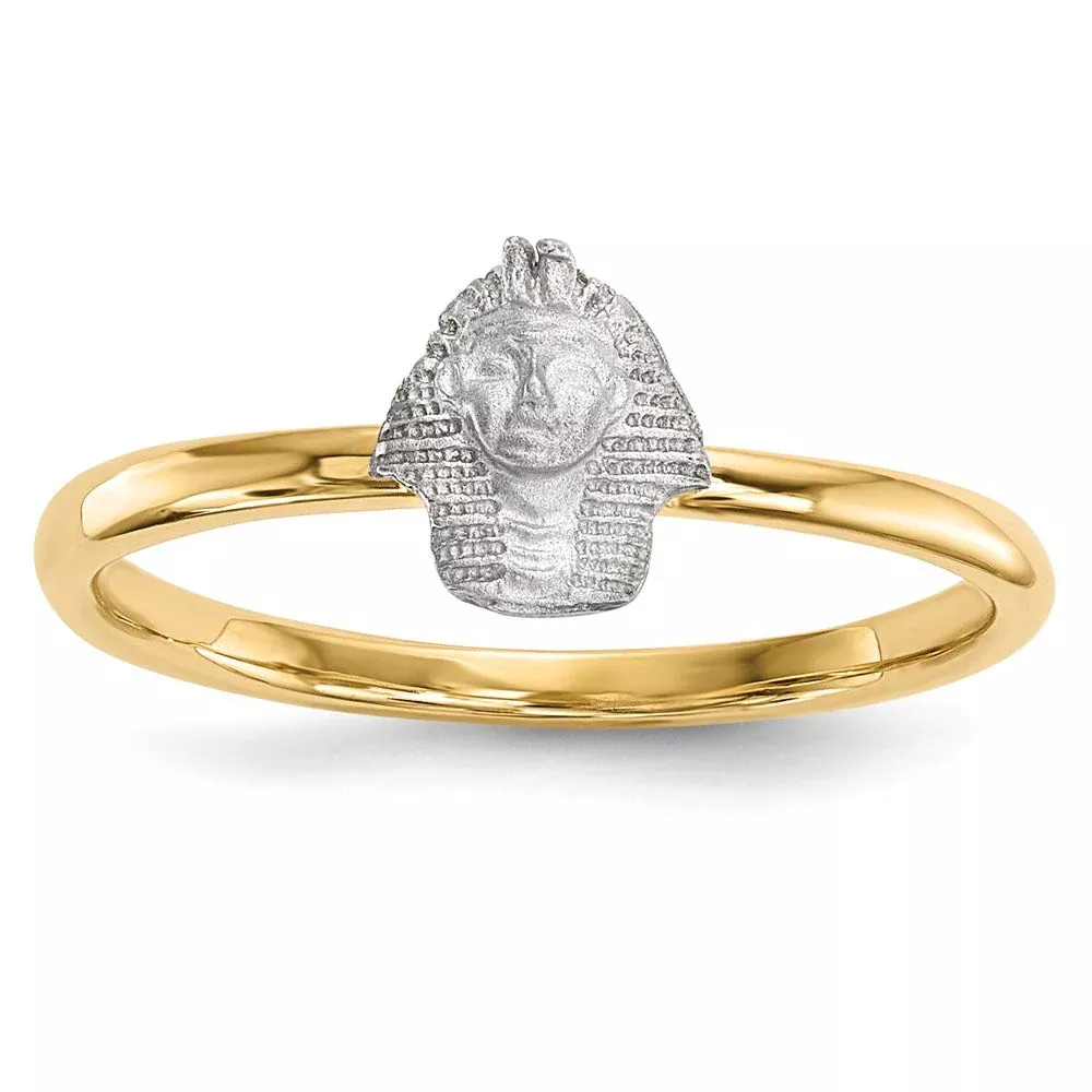 14k Two-Tone Gold Polished and Satin Pharaoh Ring
