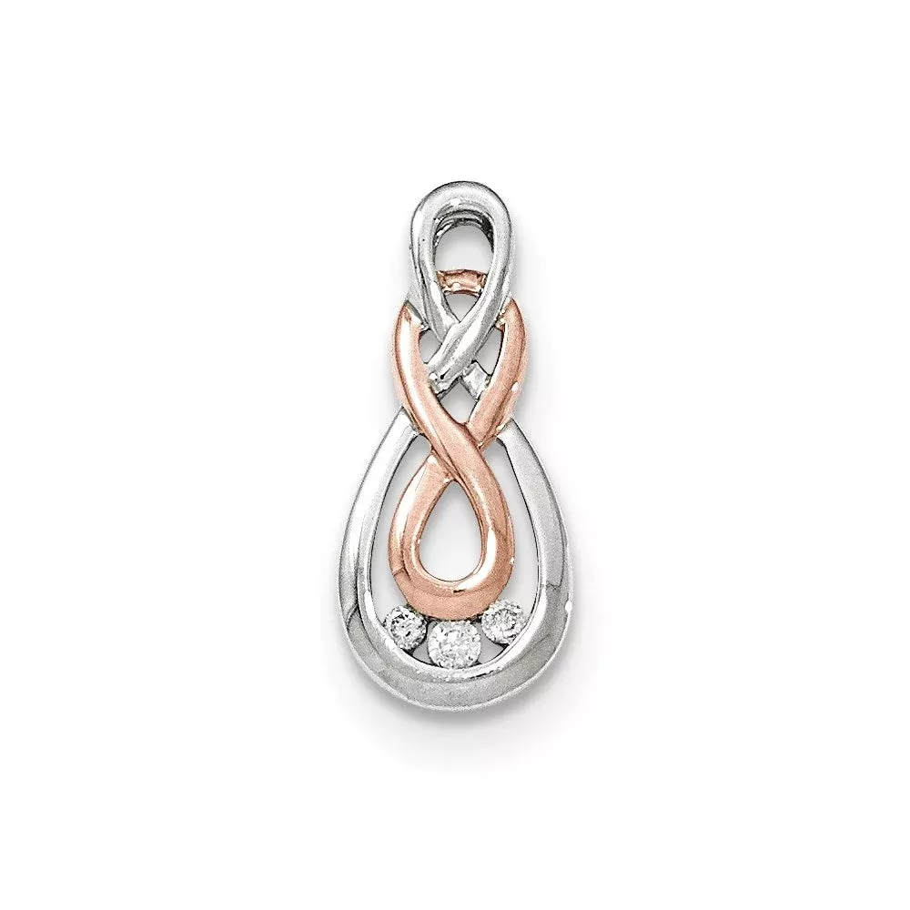 14k Two-Tone Gold Real Diamond Infinity Symbol Pendant