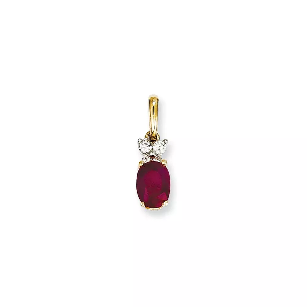 14k Two-Tone Gold Real Diamond & Ruby Pendant