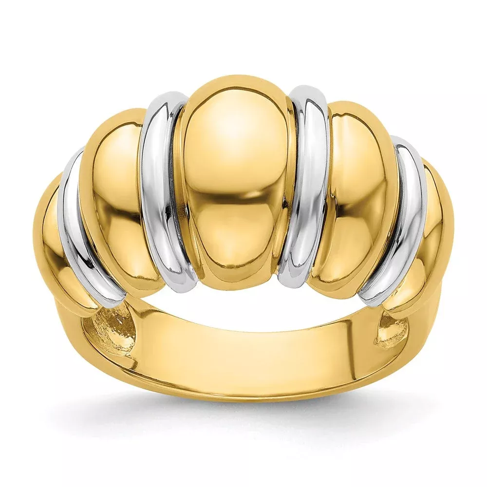 14k Two-Tone Gold Shrimp Dome Ring