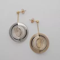 14K Two Tone Round Illusion Earrings