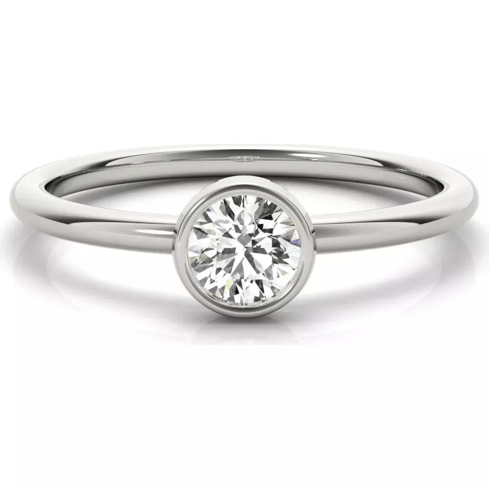 14K White Gold 0.33 Carat Lab Diamond Solitaire Stackable Ring - Size 7 by Robinson's Jewelers