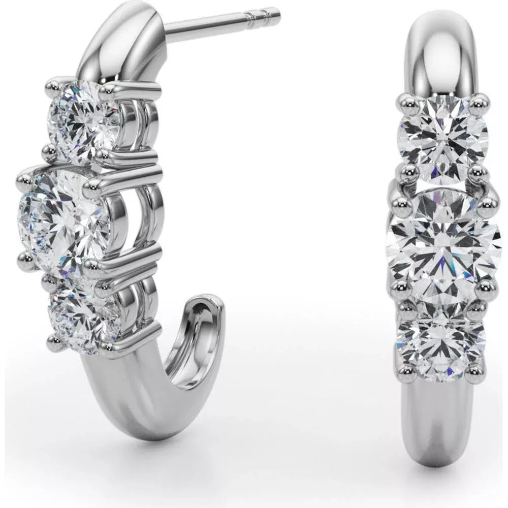 14K White Gold 0.48 Carat Total Weight Lab Diamond 3 Stone Earrings by Robinson's Jewelers