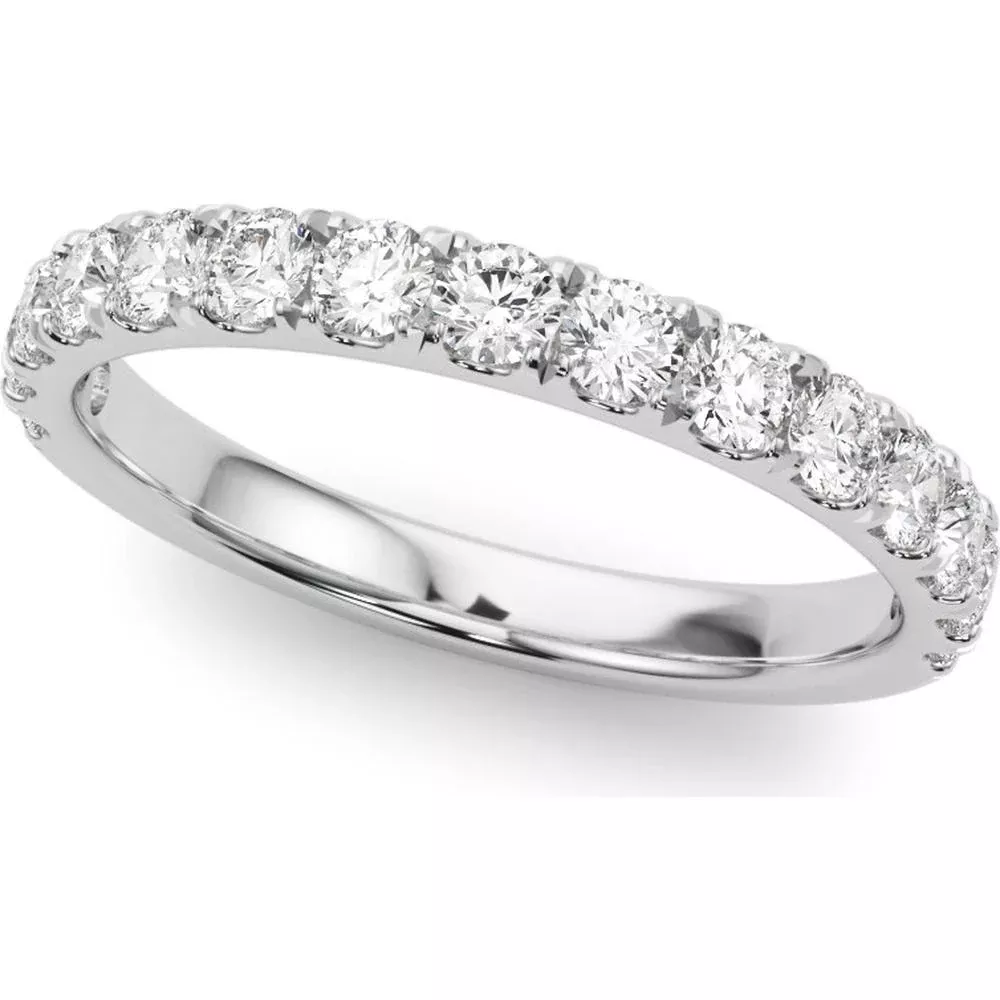 14K White Gold 0.75 Carat Total Weight Lab Diamond Half Way Around Band - Size 7 by Robinson's Jewelers