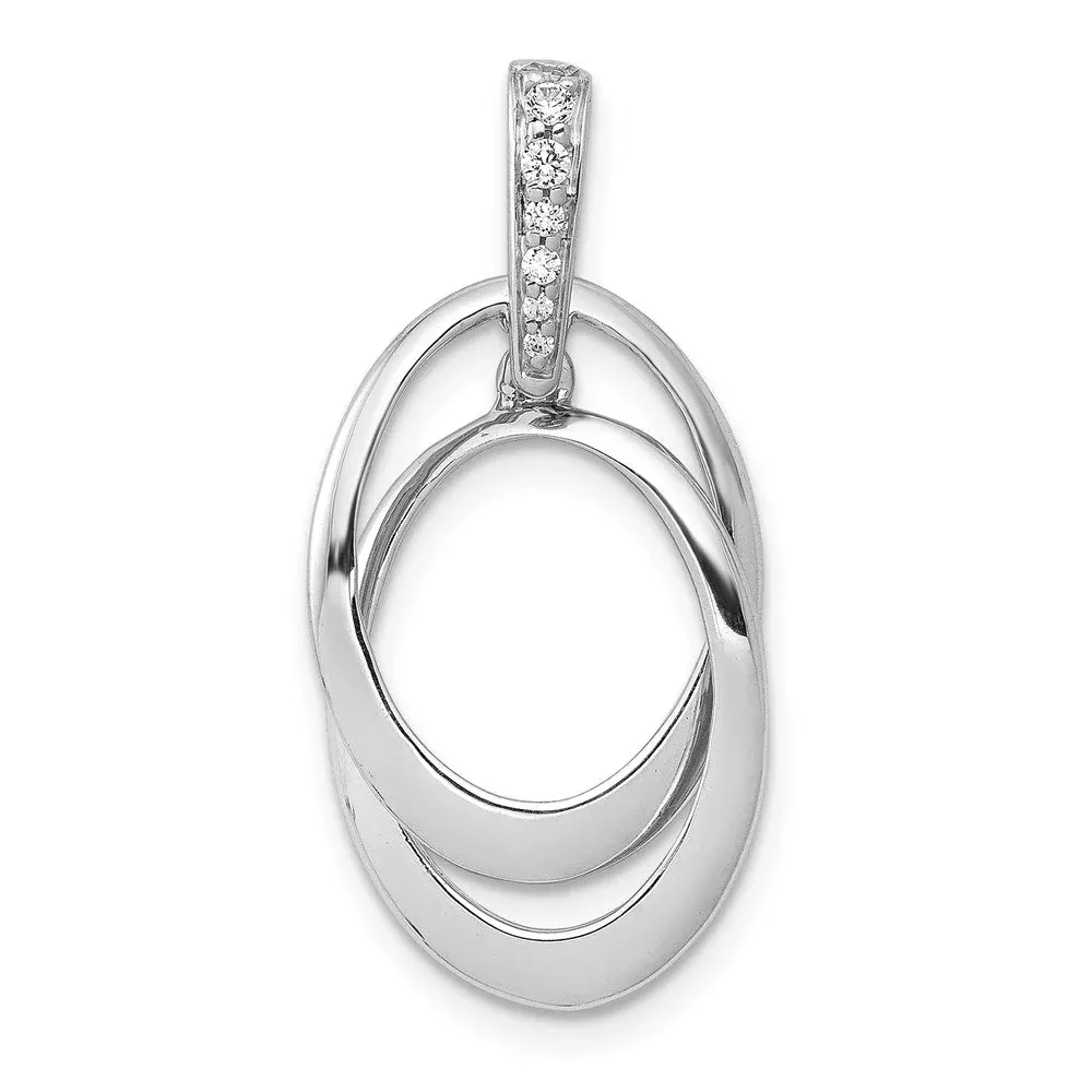14k White Gold 1 /20ct. Real Diamond Double Oval Pendant