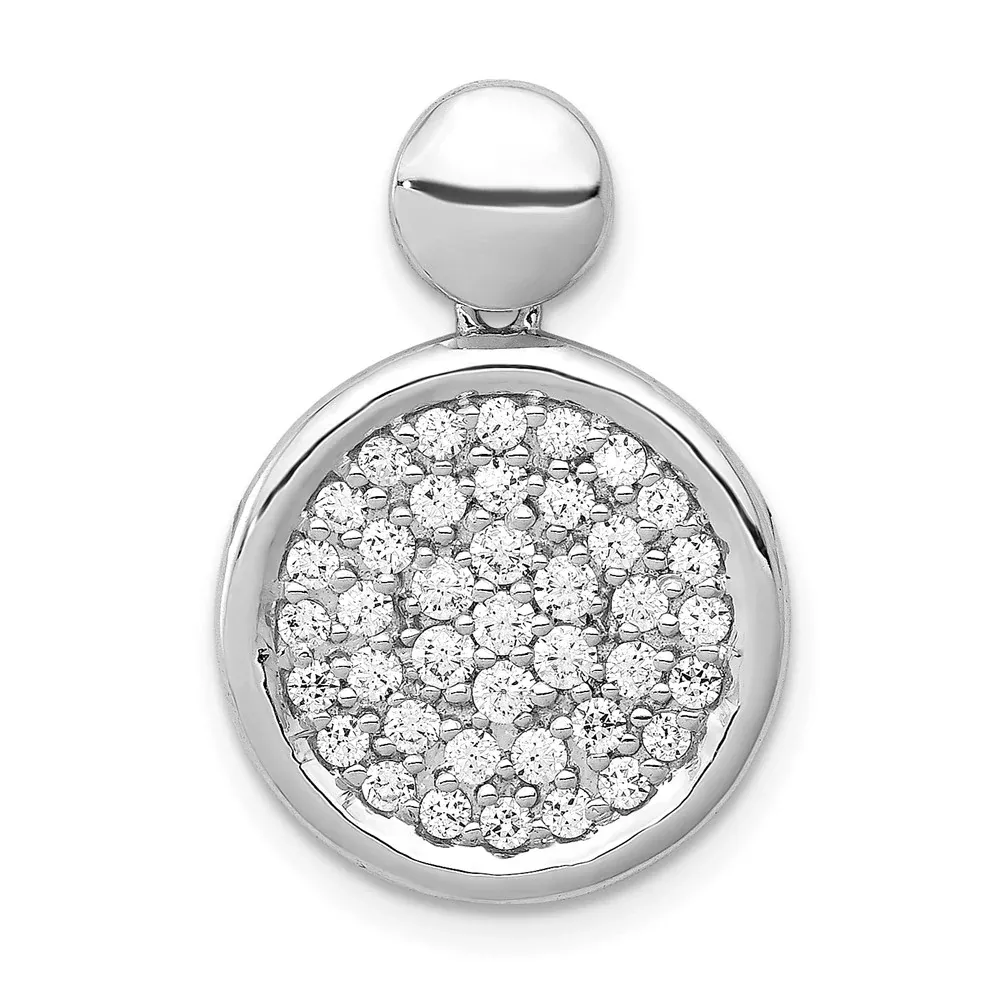 14k White Gold 1/2ct. Real Diamond Fancy Circle Pendant