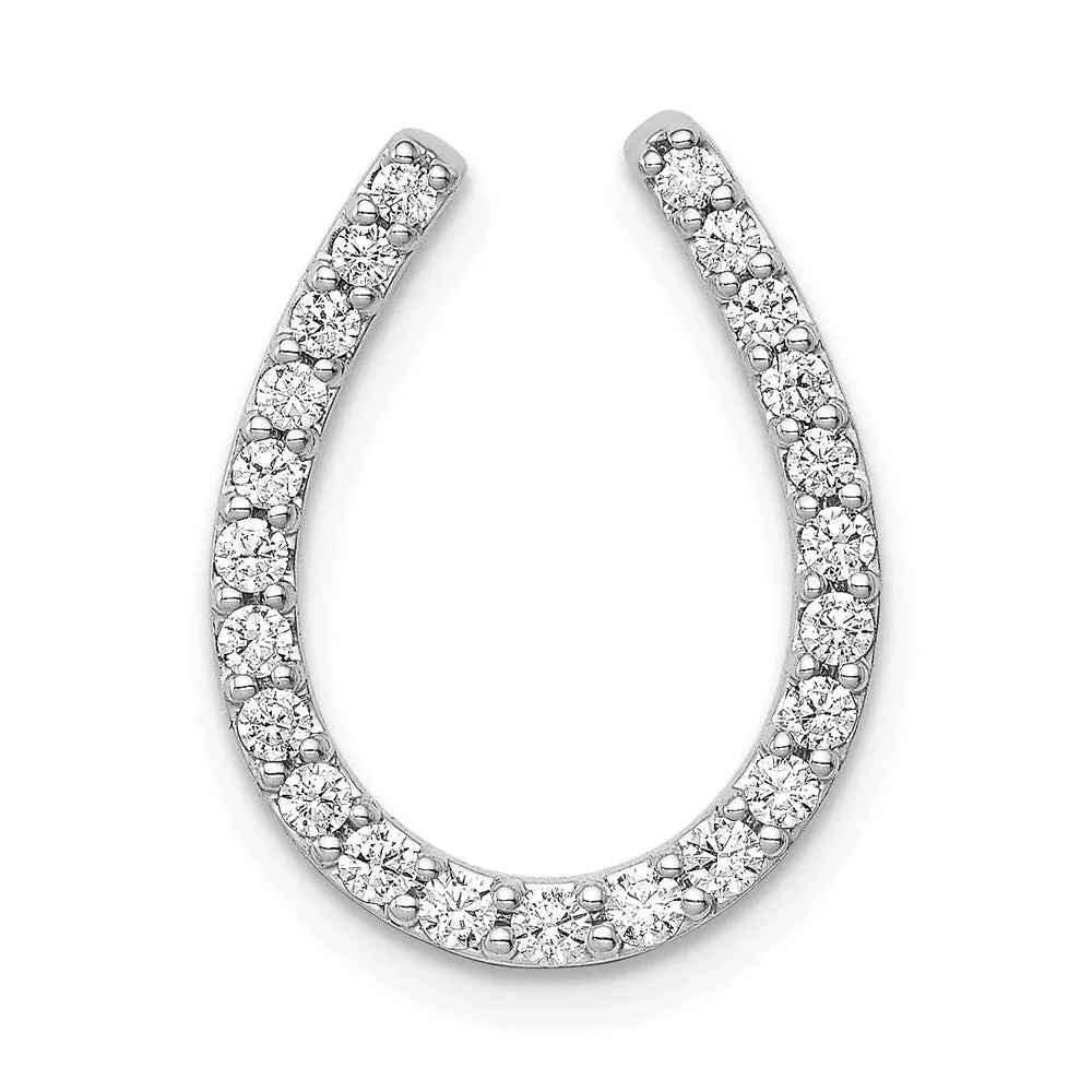 14k White Gold 1/3ct. Real Diamond Horseshoe Chain Slide