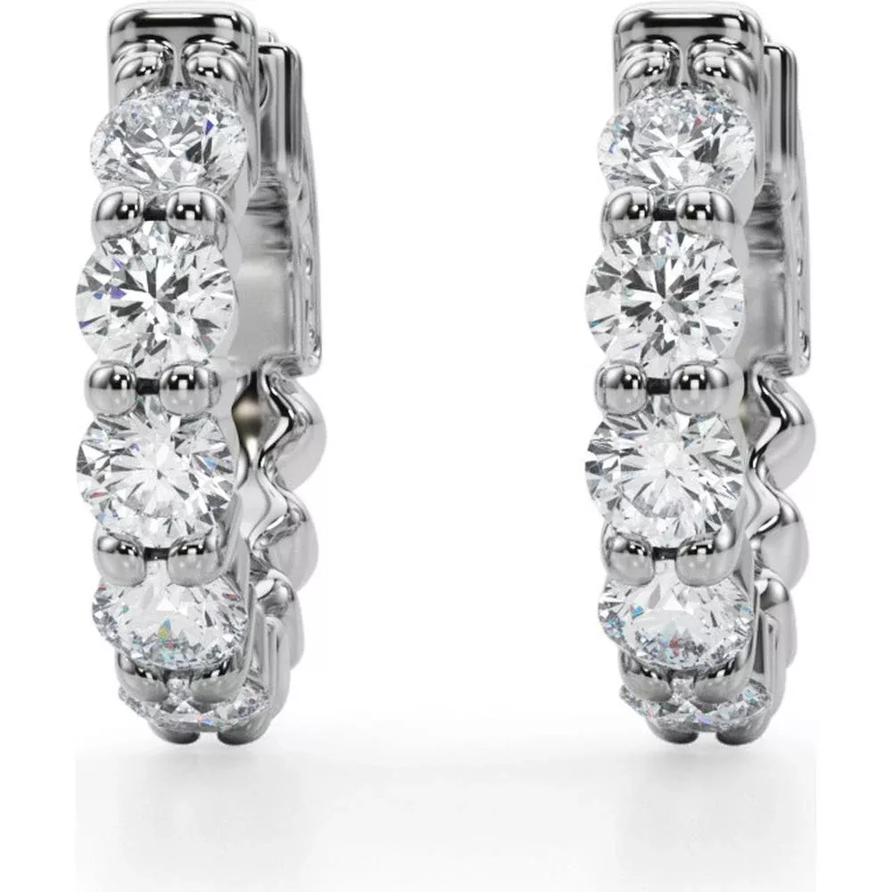 14K White Gold 1.6 Carat Total Weight Lab Diamond Single Row Vault Lock Earrings by Robinson's Jewelers