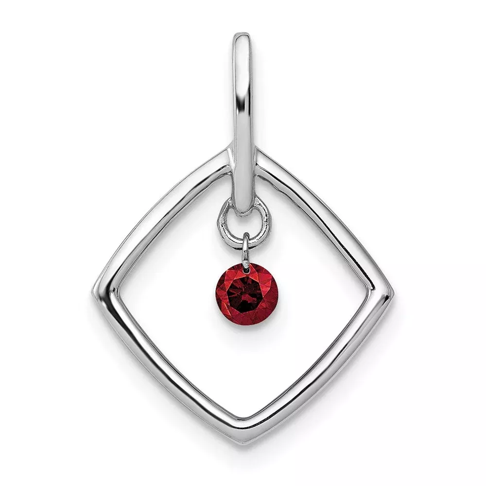 14k White Gold 1/6ct. Red Real Diamond Dangle Pendant