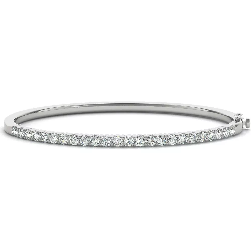 14K White Gold 1 Carat Total Weight Lab Diamond Traditional Bangle by Robinson's Jewelers