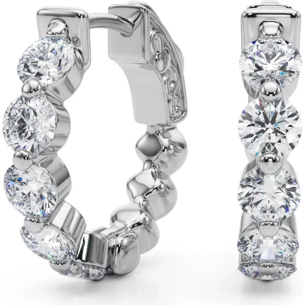 14K White Gold 1 Carat Total Weight Lab Diamond Vault Lock Earrings by Robinson's Jewelers