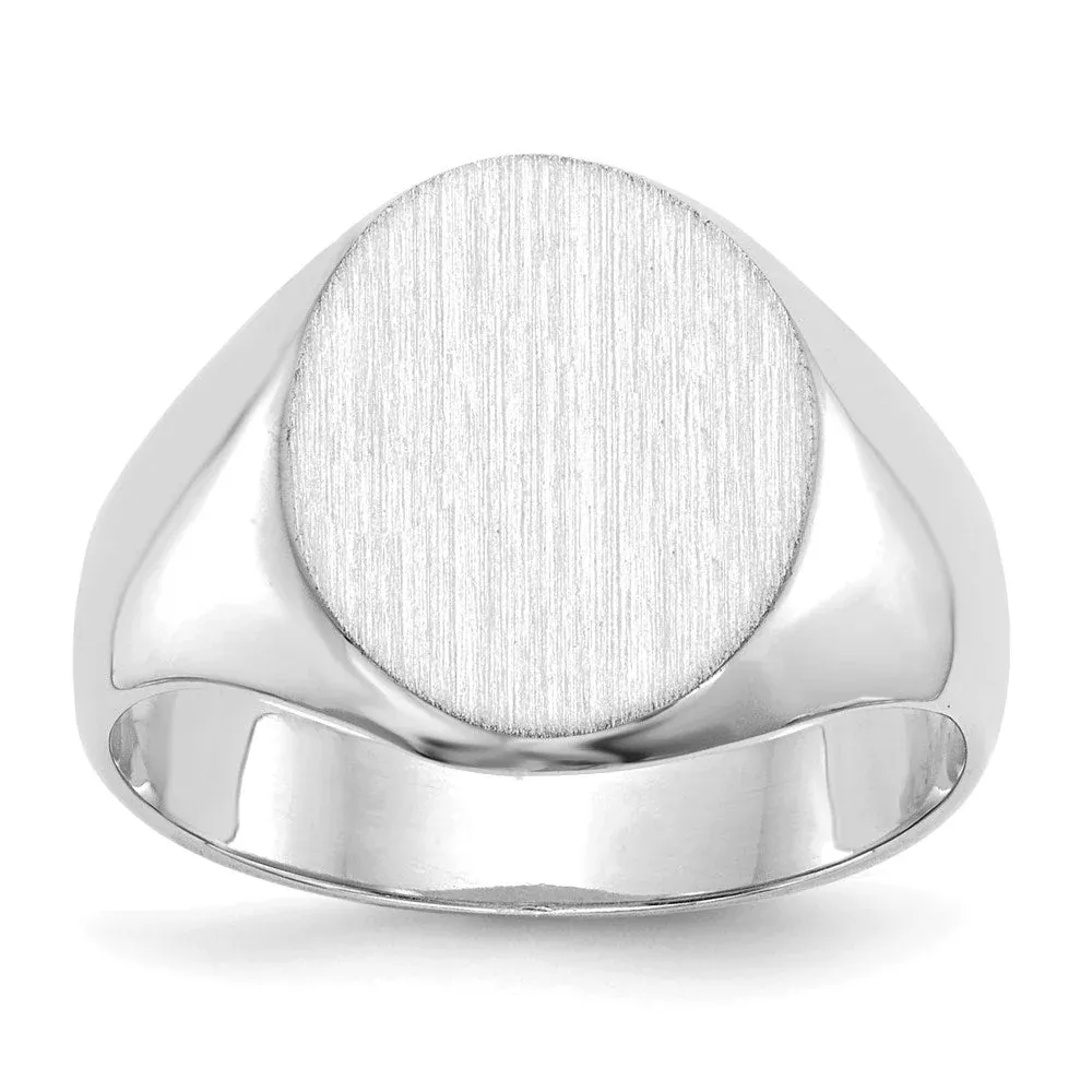 14k White Gold 11.0x13.0mm Closed Back Signet Ring