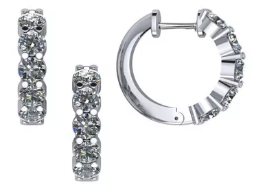 14k White Gold 14.5mm Diamond Huggies Earrings 1.00 ctw