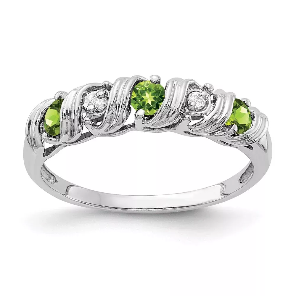 14k White Gold 2.75mm Peridot A Real Diamond ring