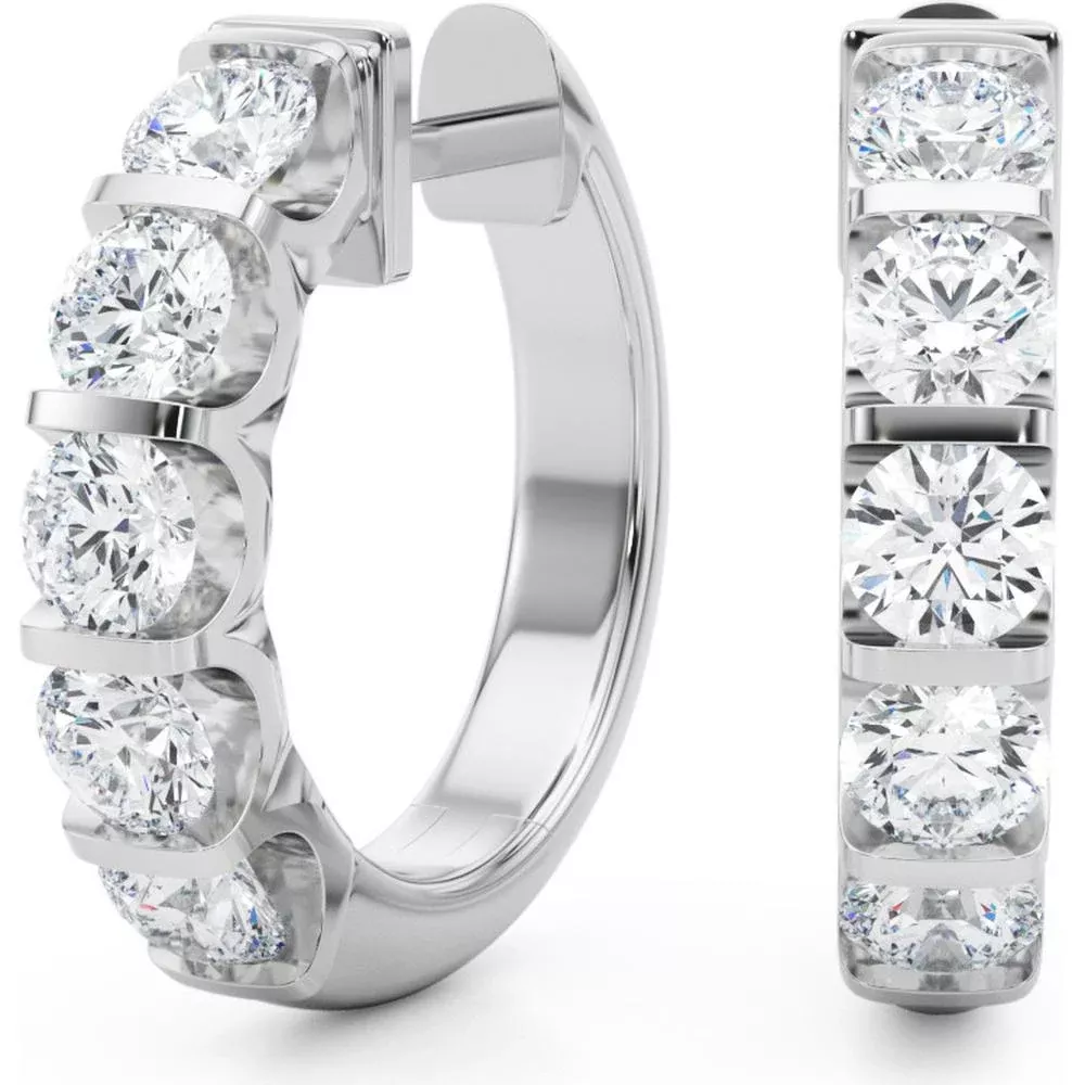 14K White Gold 2 Carat Total Weight Lab Diamond Hoop Earrings by Robinson's Jewelers