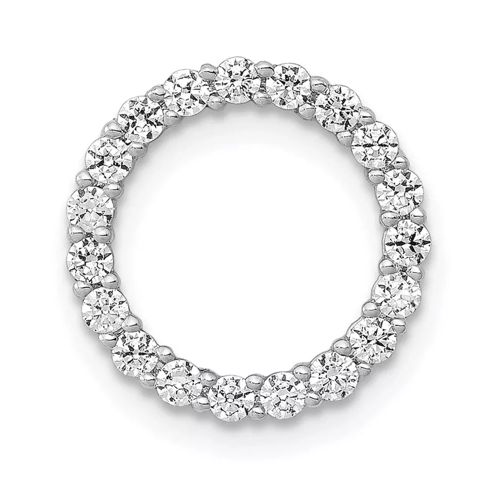 14k White Gold 3/8ct. Real Diamond Circle Chain Slide