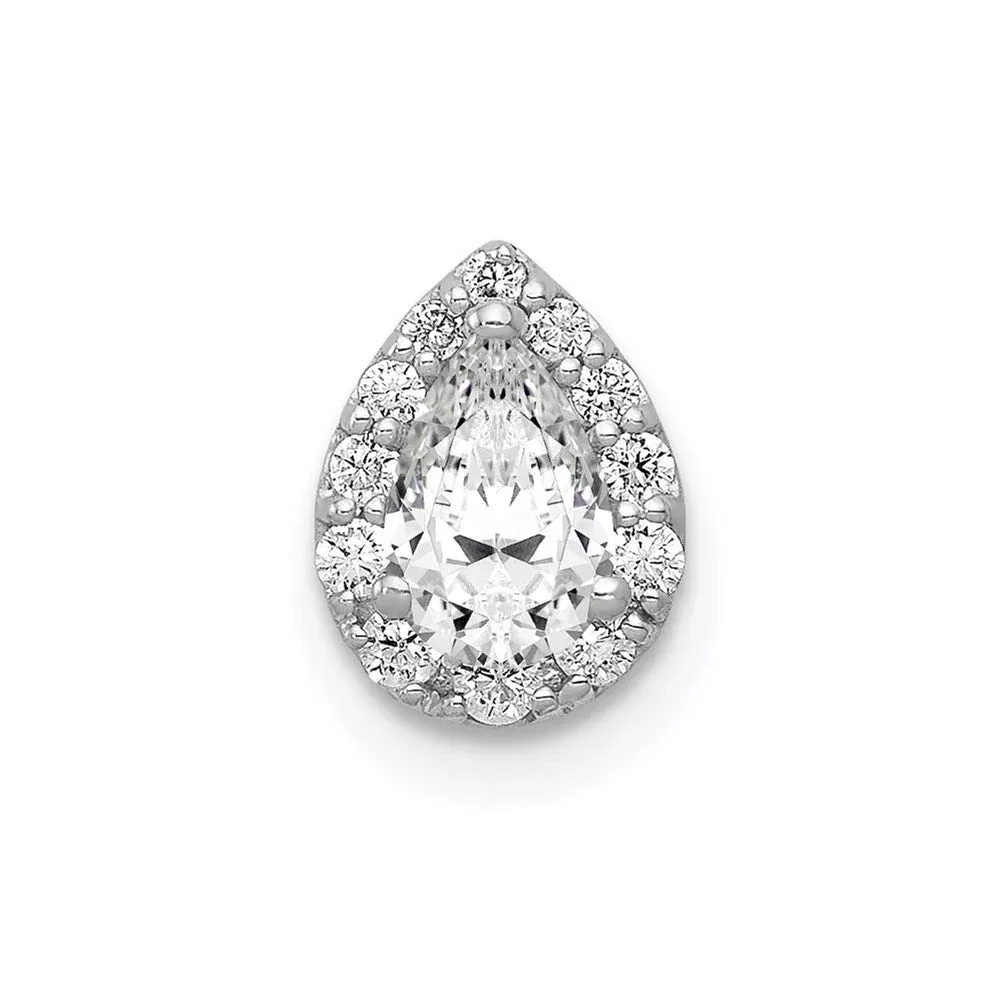 14k White Gold 3/8ct. Real Diamond Teardrop Chain Slide