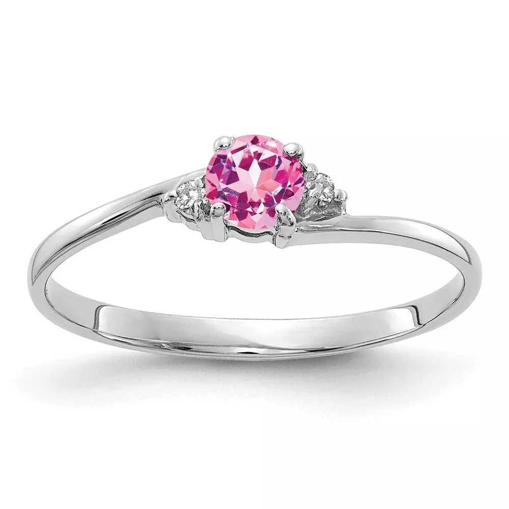 14k White Gold 4mm Pink Sapphire A Real Diamond ring