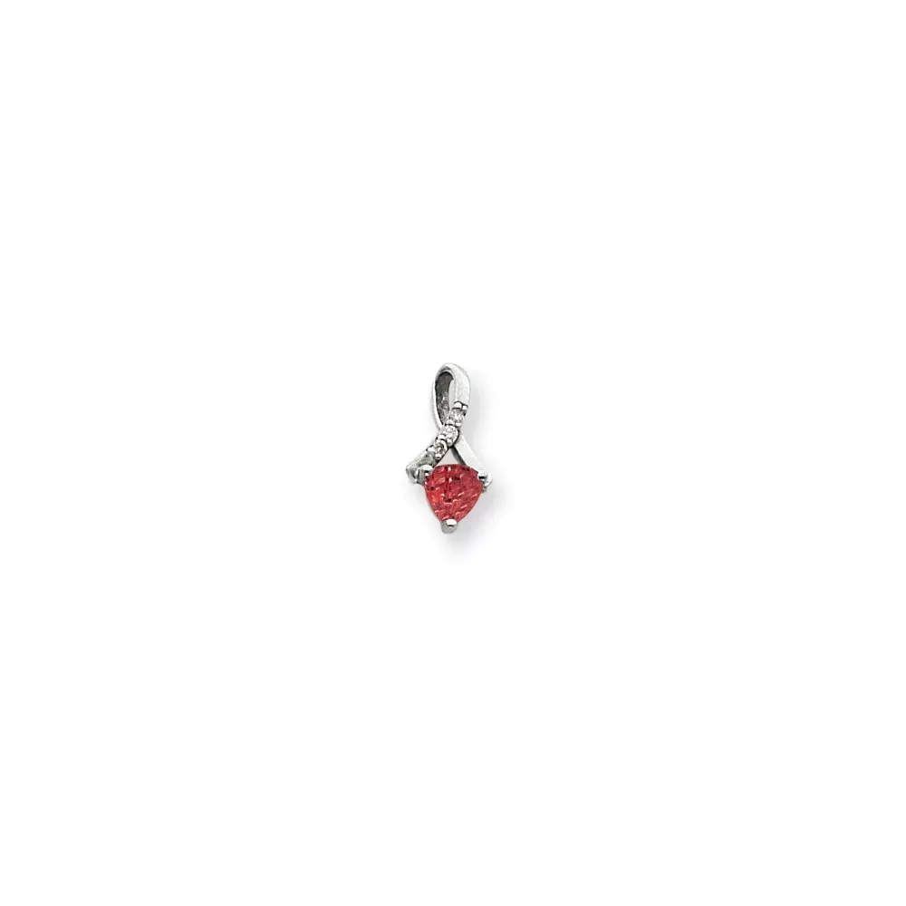 14k White Gold 5mm Ruby A Real Diamond pendant