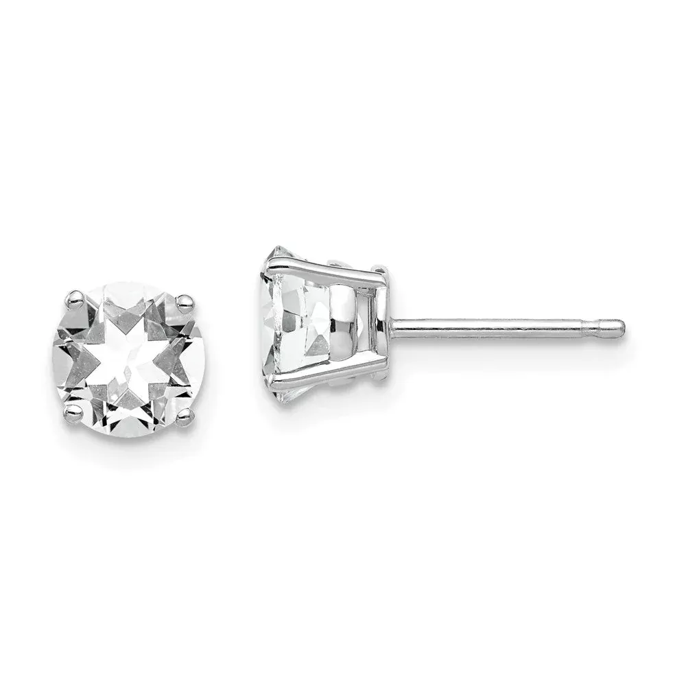 14k White Gold 6mm Cubic Zirconia Earrings