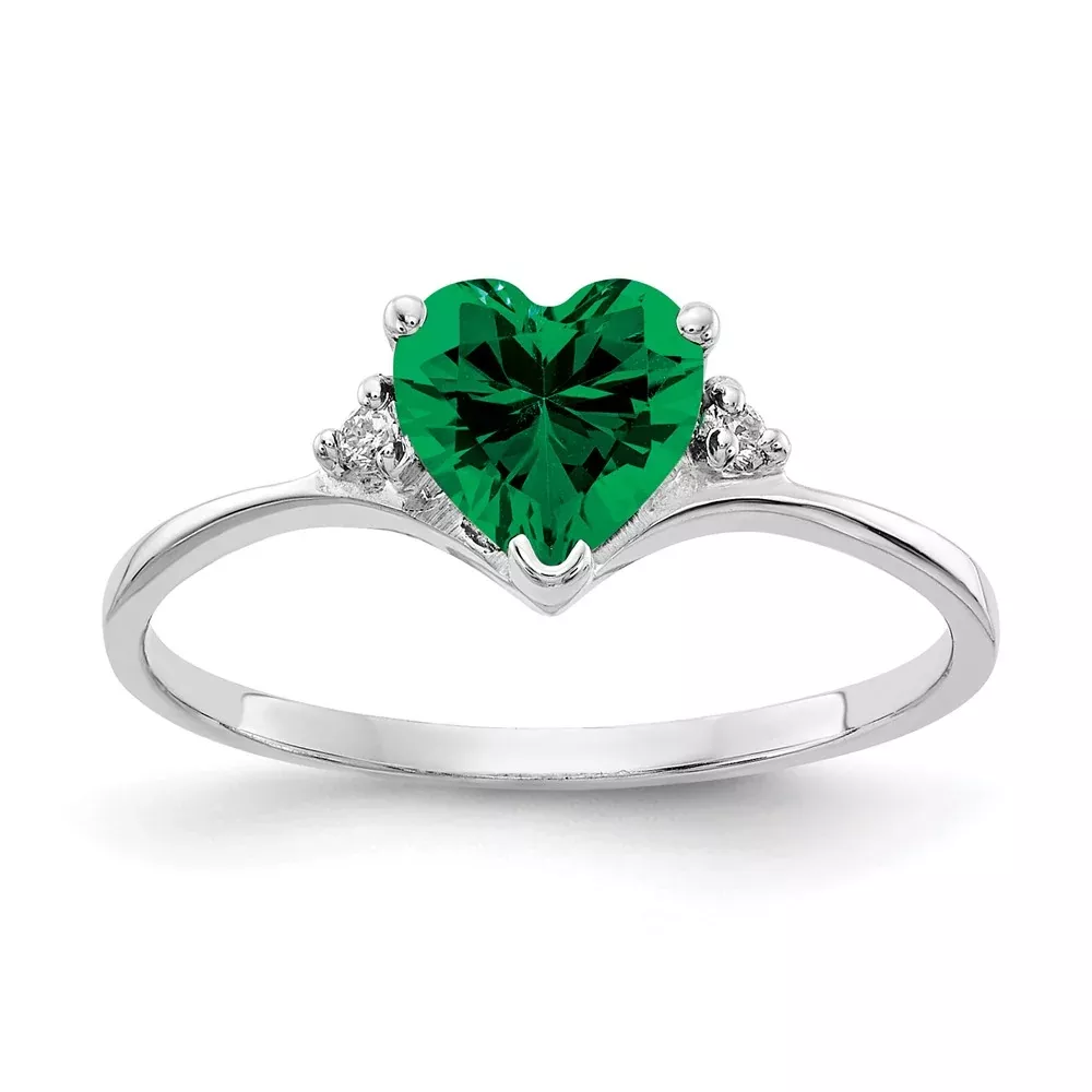 14k White Gold 6mm Heart Mount St. Helens VS Real Diamond ring