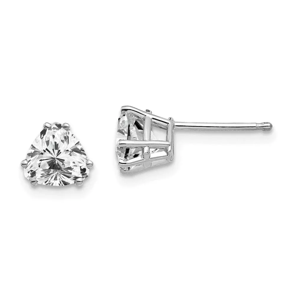 14k White Gold 6mm Trillion Cubic Zirconia Earrings