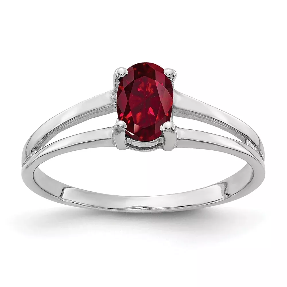 14k White Gold 6x4mm Oval Created Ruby ring