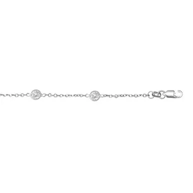 14k White Gold Cz by The Yard Bezel-Set Anklet 11"