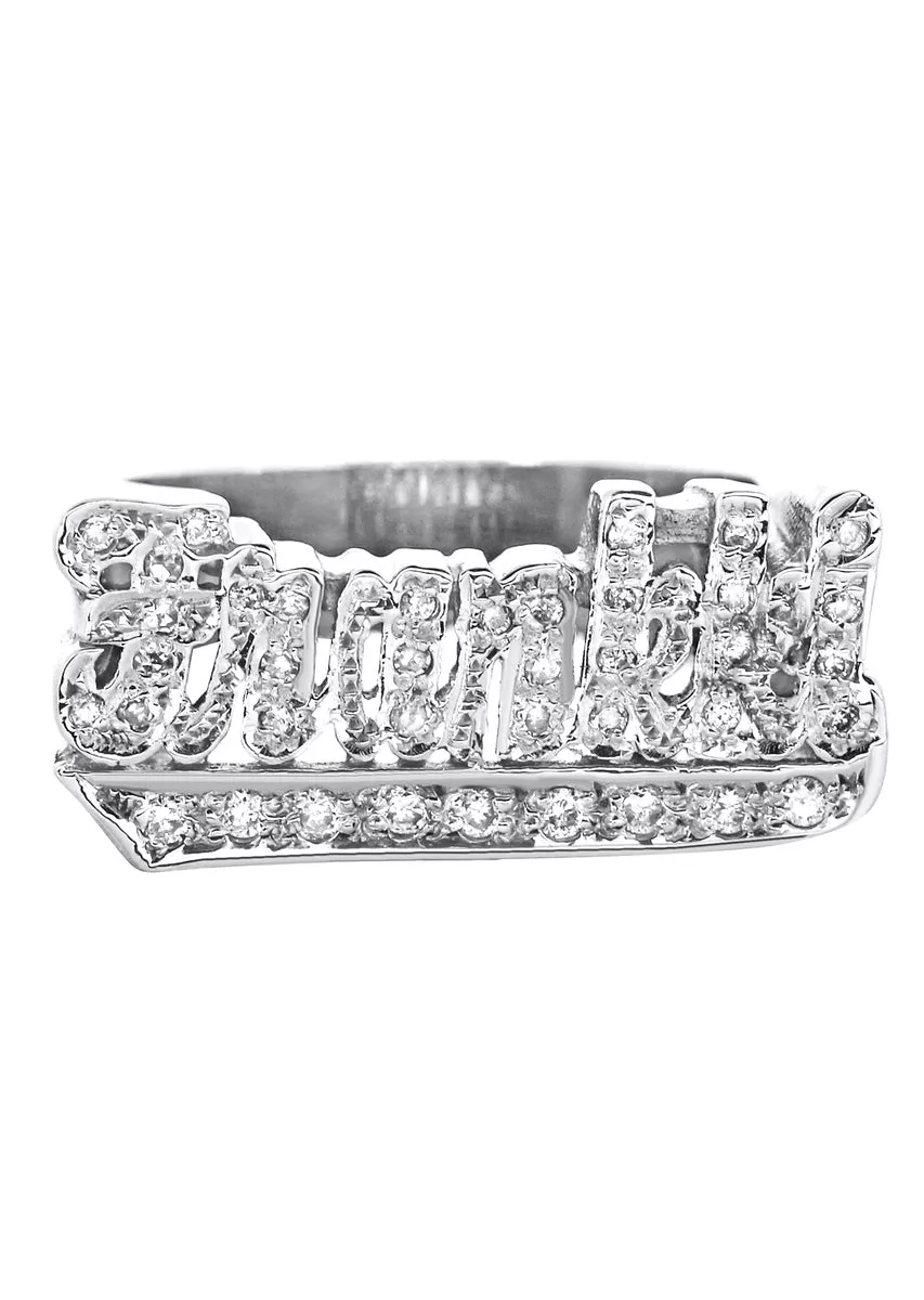 14K White Gold Diamond Name Ring | Appx. 7 Grams