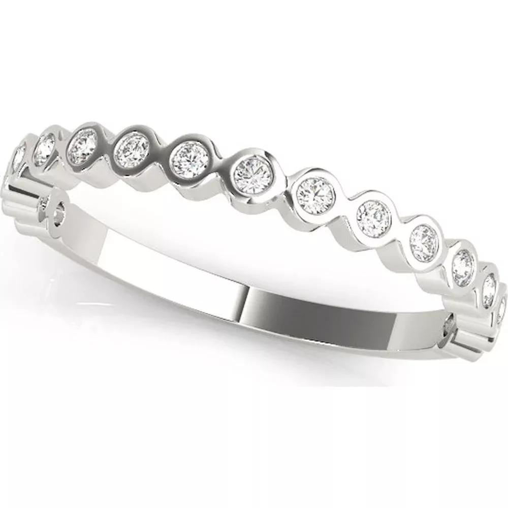 14K White Gold Ethereal Lab-Grown Diamond Stackable Ring - 0.125 Carats Total Diamond Weight - Size 7 by Robinson's Jewelers