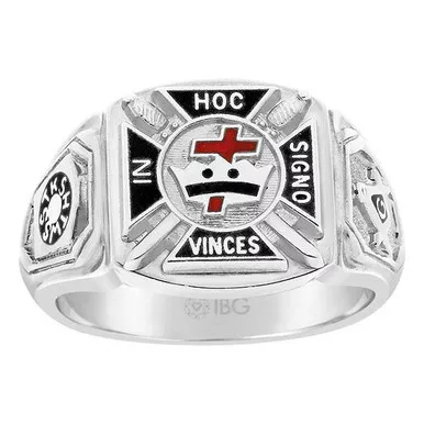 14k White Gold Knights Templar Masonic Ring