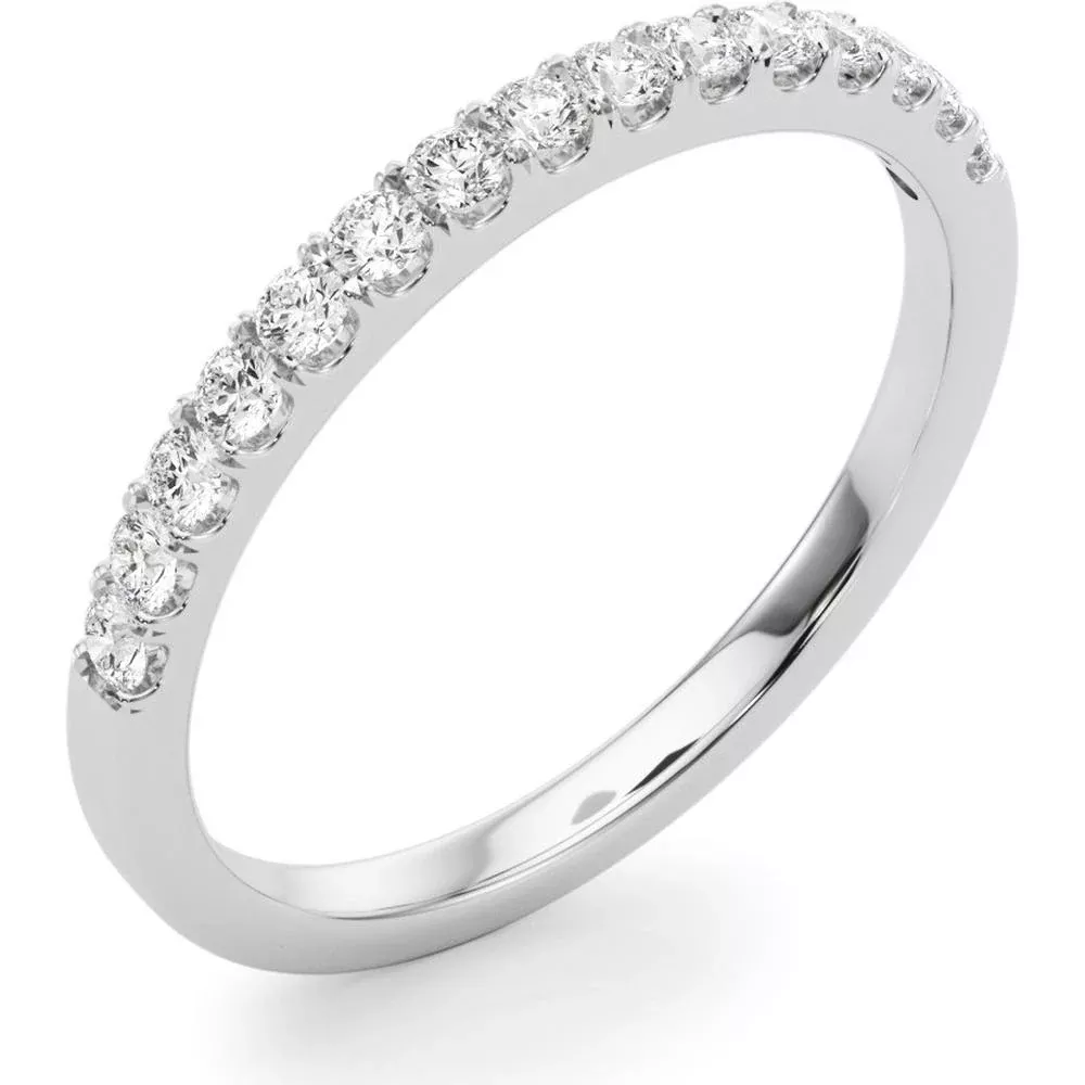 14K White Gold Lab Diamond Half Way Around Band - 0.25 Carats Total Diamond Weight - Size 7 by Robinson's Jewelers